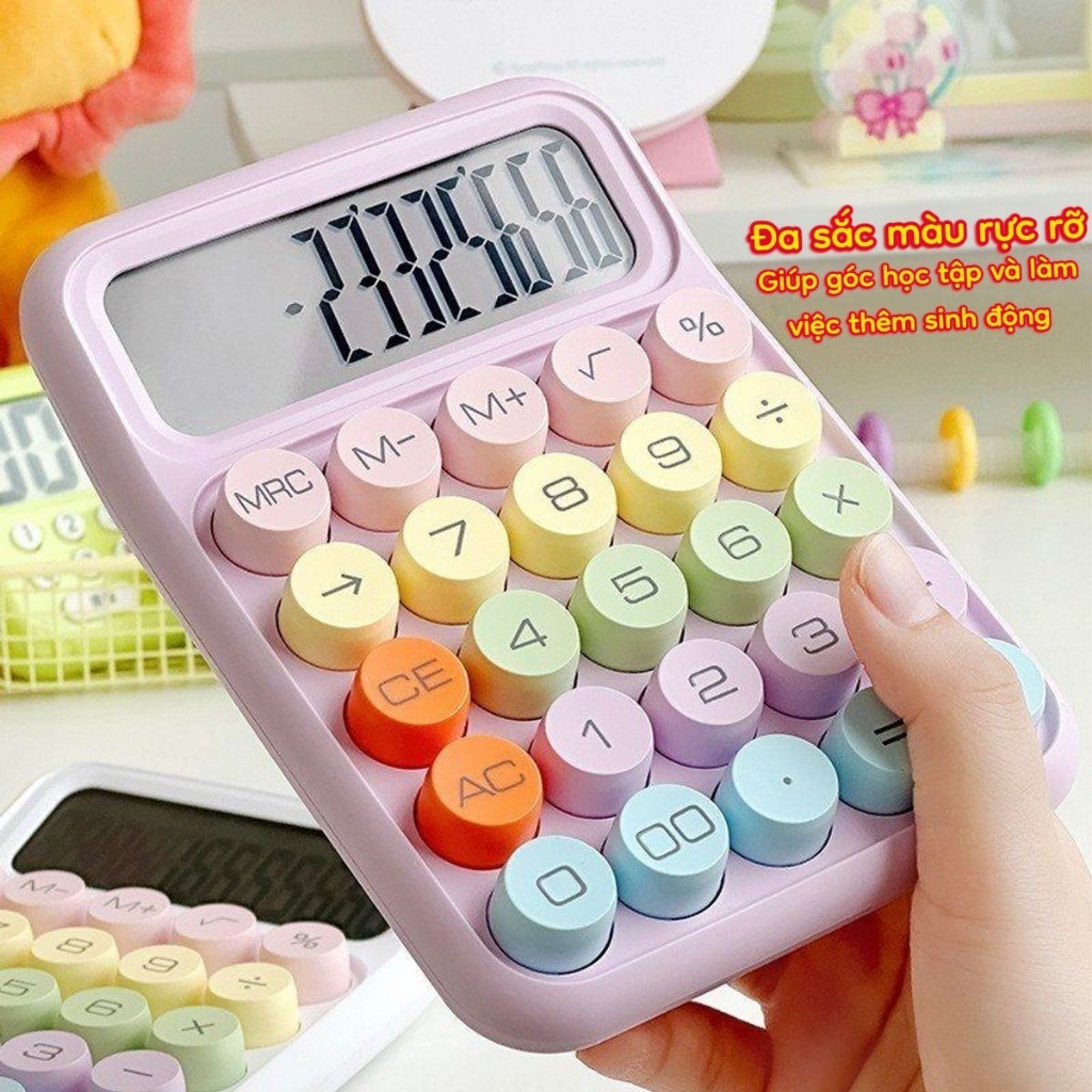 Máy Tính Để Bàn Mini Cute Pastel Phím Tròn 12 Số LCD – Calculator Nhỏ Gọn Dễ Thương Bán Hàng