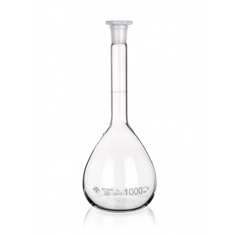 Bình định mức trắng nút nhựa 1000ml Simax