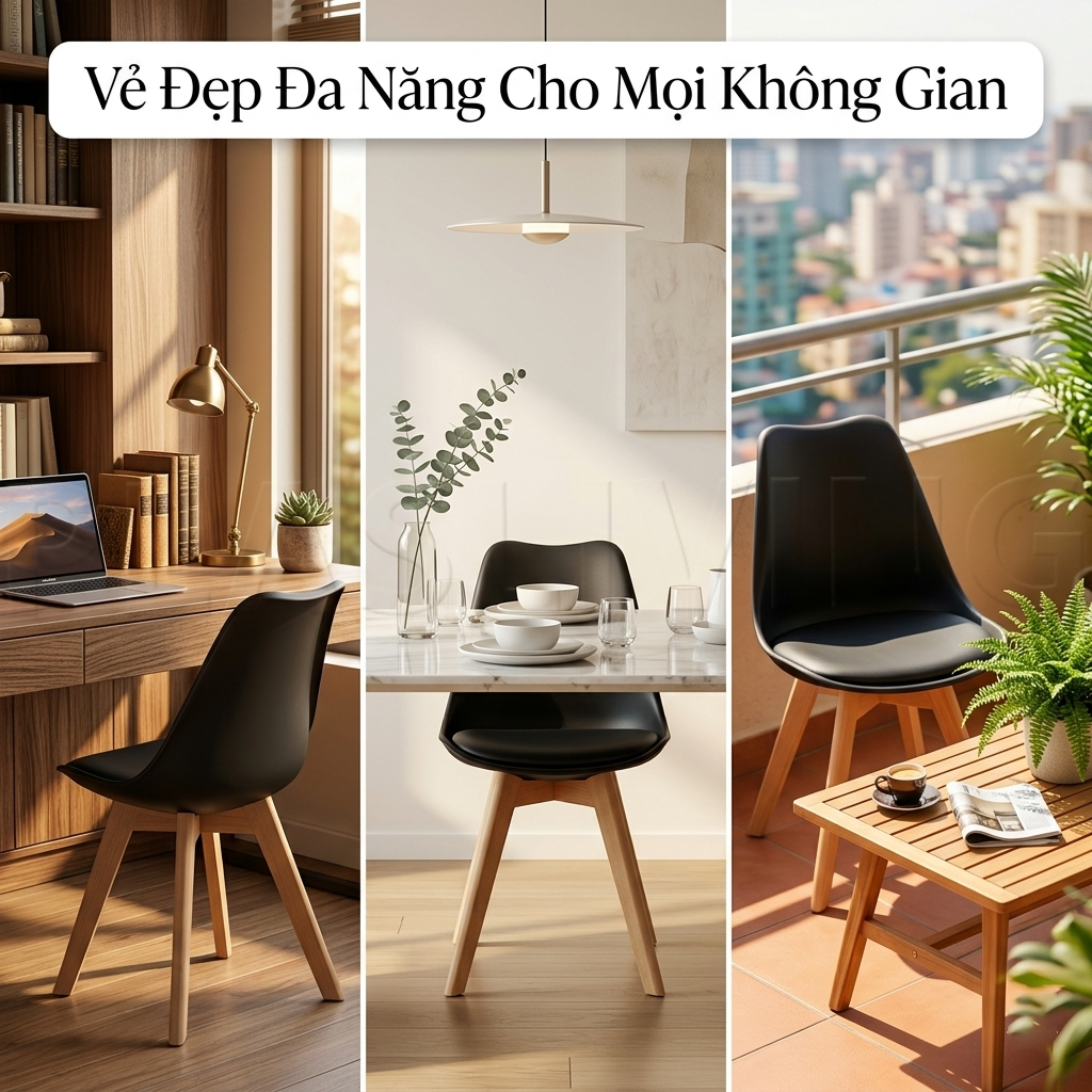 Ghế trang điểm có tựa lưng, chỗ ngồi thoải mái và đệm dễ lau chùi, phù hợp với bàn trang điểm. | BigBuy360 - bigbuy360.vn