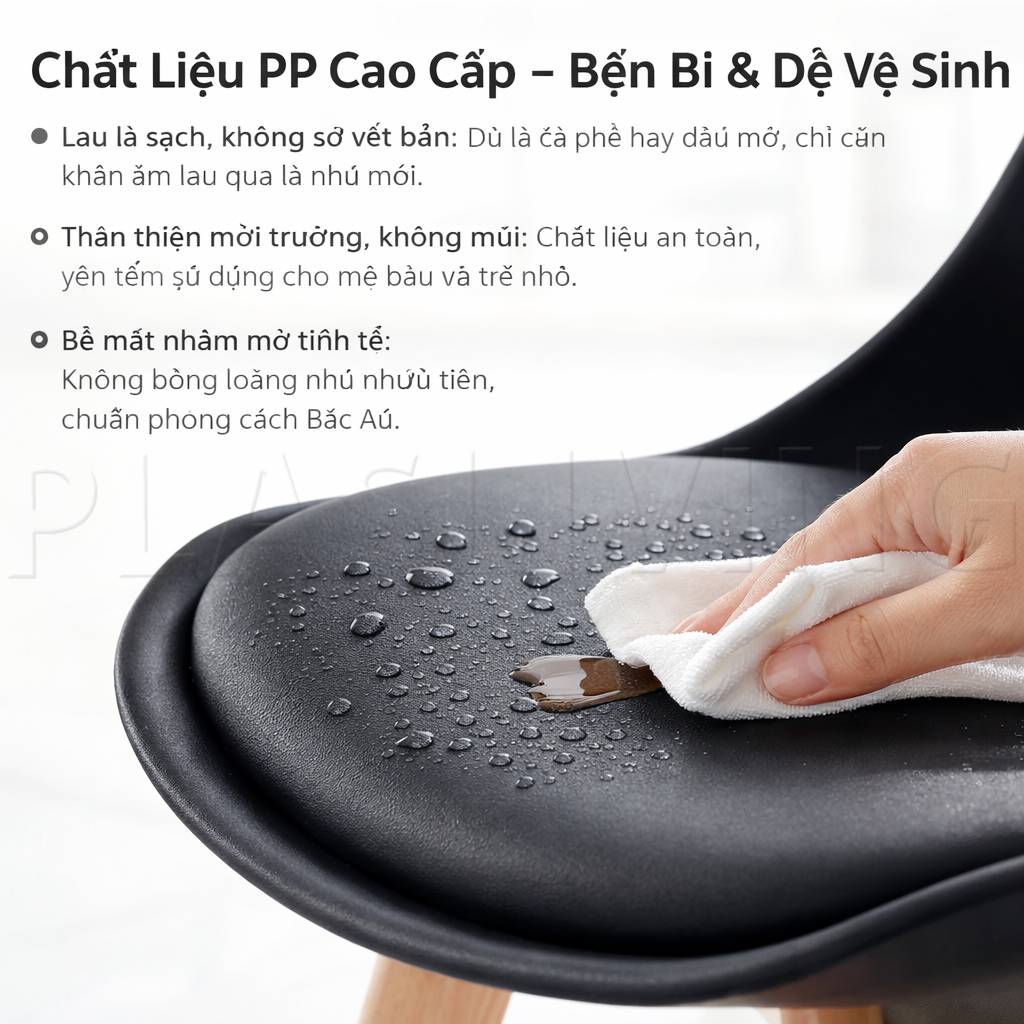 Ghế trang điểm có tựa lưng, chỗ ngồi thoải mái và đệm dễ lau chùi, phù hợp với bàn trang điểm. | BigBuy360 - bigbuy360.vn