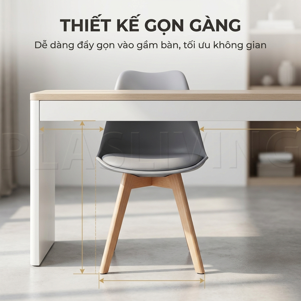 Ghế trang điểm có tựa lưng, chỗ ngồi thoải mái và đệm dễ lau chùi, phù hợp với bàn trang điểm. | BigBuy360 - bigbuy360.vn