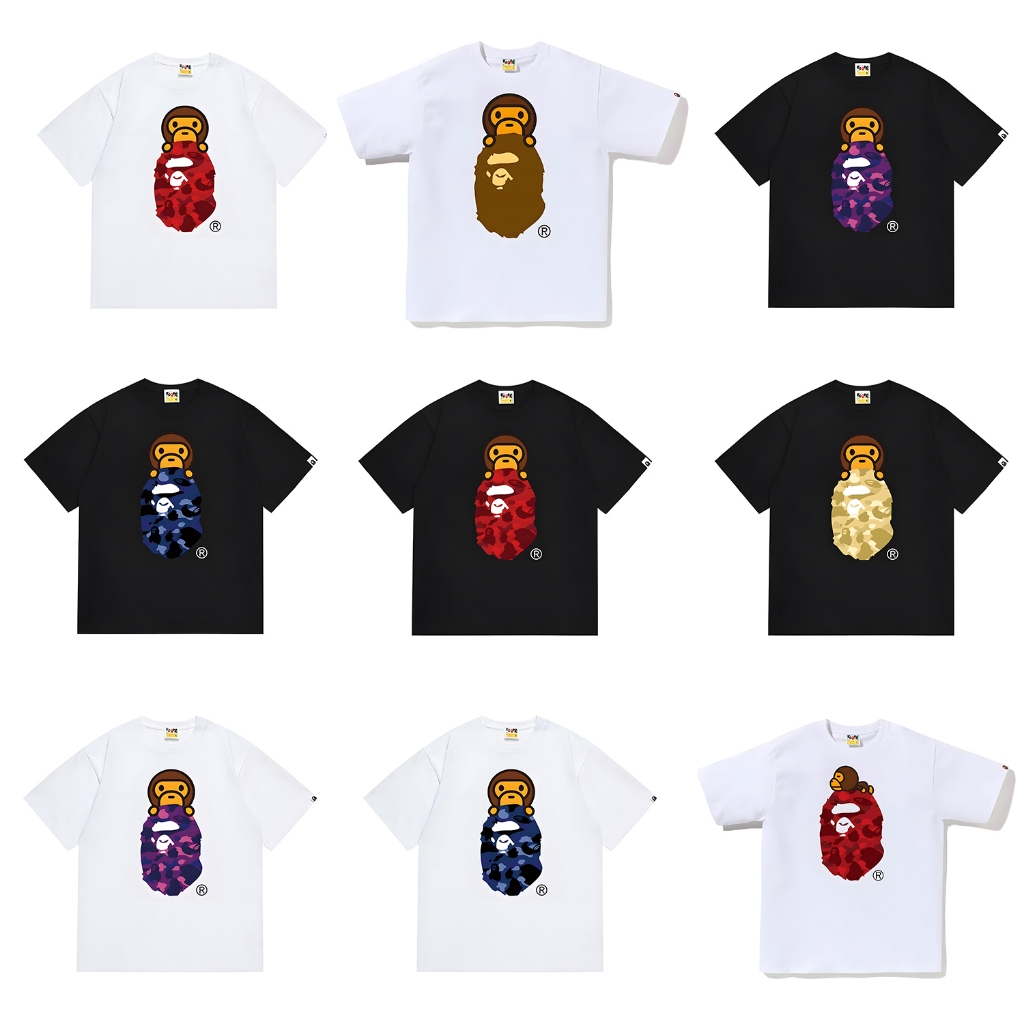 Áo thun BAPE full mẫu Hottrend vải cotton 2c 250gsm phông bape form rộng unisex Loix