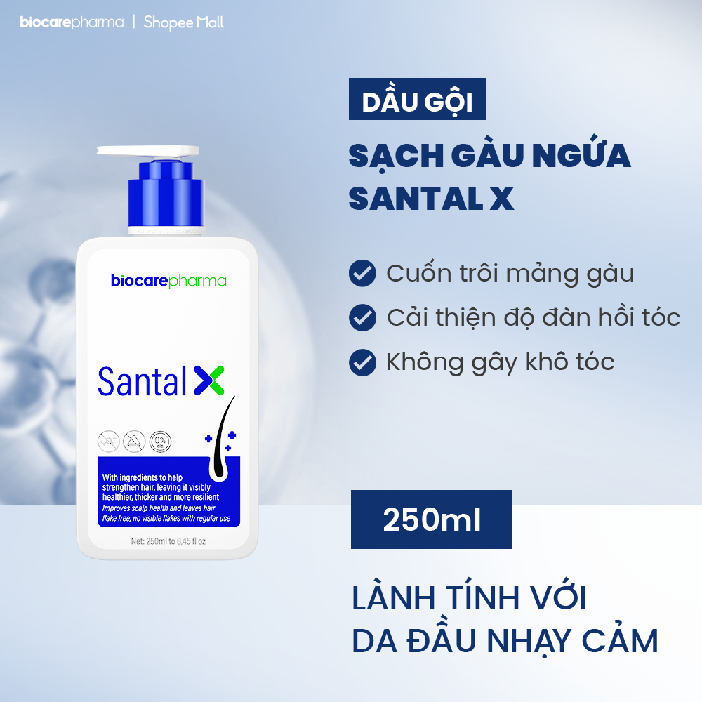 Dầu gội sạch gàu cho da đầu gàu nấm ngứa SANTAL X Biocarepharma 250ml.