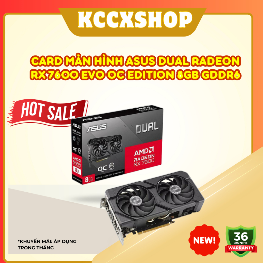 VGA ASUS Dual Radeon RX 7600 EVO OC 8GB – Gaming mạnh, giá tốt, tối ưu Full HD / 2K