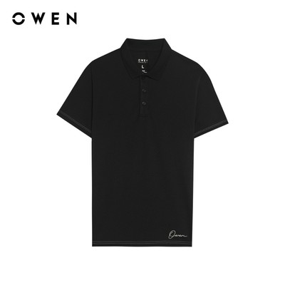 Owen - Áo polo ngắn tay Bodyfit APV261093 màu Đen chất liệu Poly Spandex