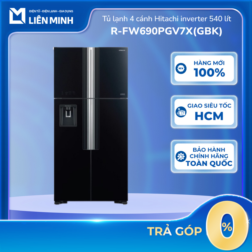R-FW690PGV7X(GBK) - Tủ lạnh Hitachi Inverter 540 lít Multi Door R-FW690PGV7X GBK [SHIP 0Đ HCM]
