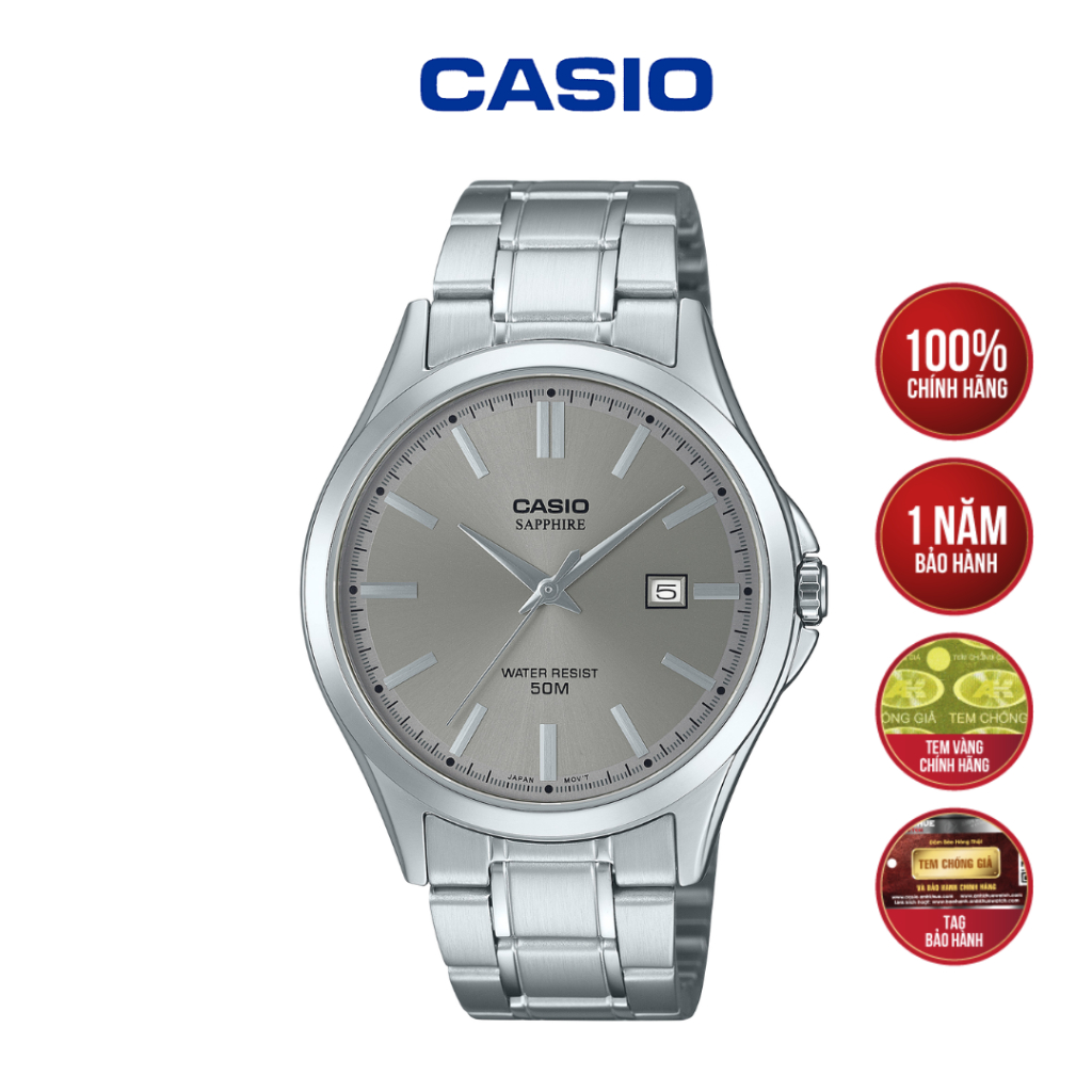 Đồng Hồ Nam Casio MTS-115D-8AVDF Dây Kim Loại Mặt Xám - Hàng Chính Hãng