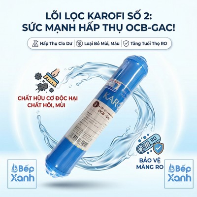 Karofi Lõi Số 2 | Lõi lọc số 2 OCB-GAC Karofi (Size nhỏ) cho máy lọc nước Karofi B930, N-e118, N-e119, Ne239