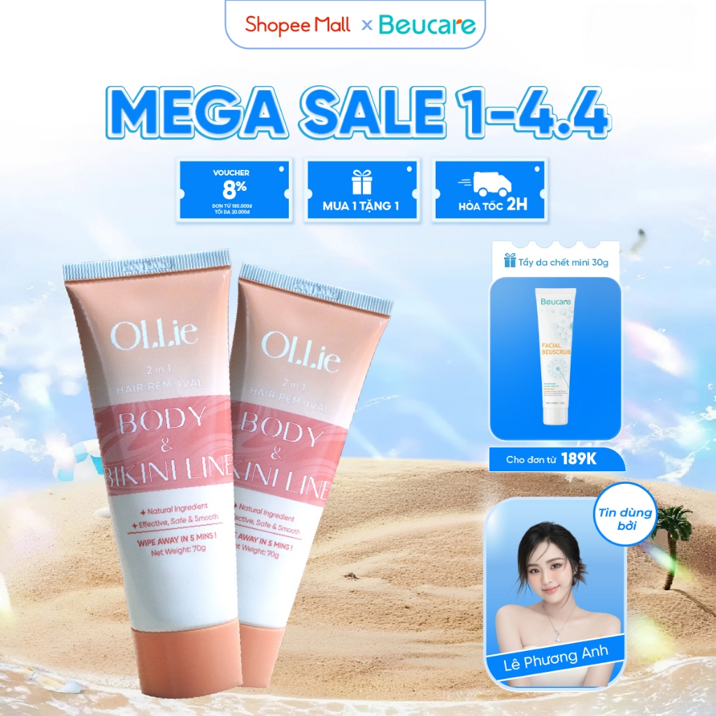 Combo Kem tẩy lông OLLIE , tẩy lông vùng kín, nách, tay, chân 70g