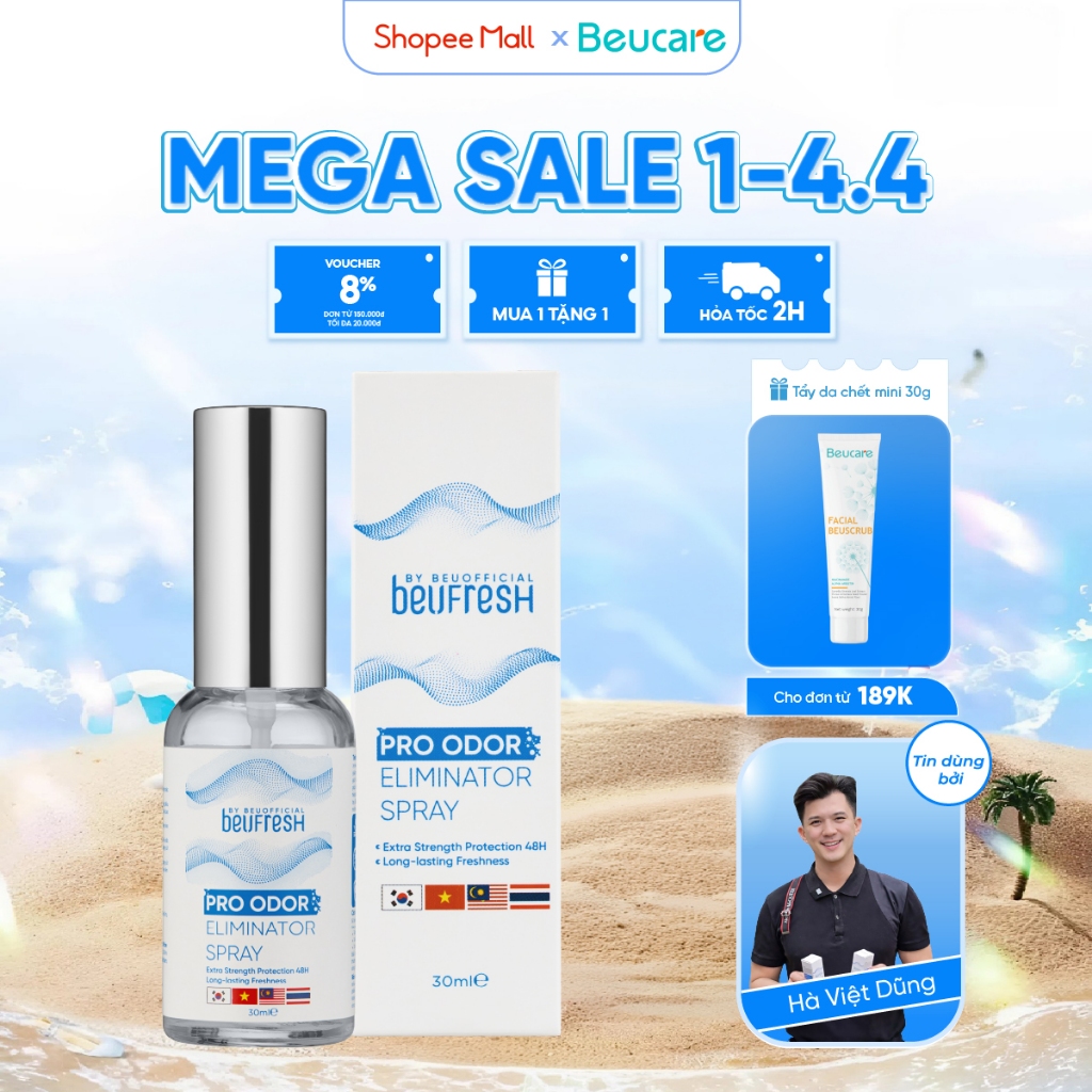 [Độc quyền Livestream] Xịt khử mùi toàn thân, lăn khử mùi BEUFRESH ngăn tiết mồ hôi, hạn chế mùi cơ 