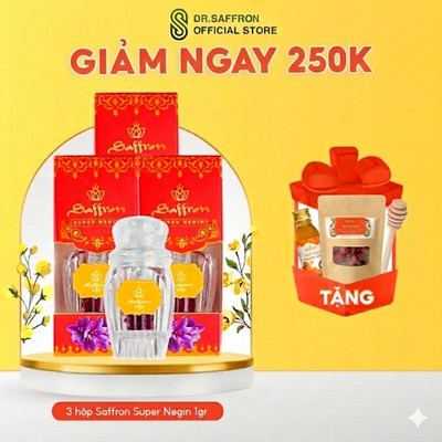 COMBO Nhụy Hoa Nghệ Tây SAFFRON SUPER NEGIN 1Gr x 3 hộp