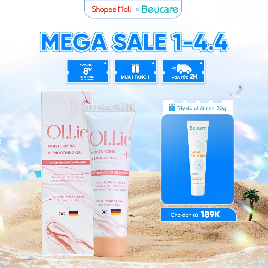 Kem dưỡng da Ollie sau tẩy lông làm dịu da, mềm mịn và làm chậm quá trình mọc lông chiết xuất thiên 