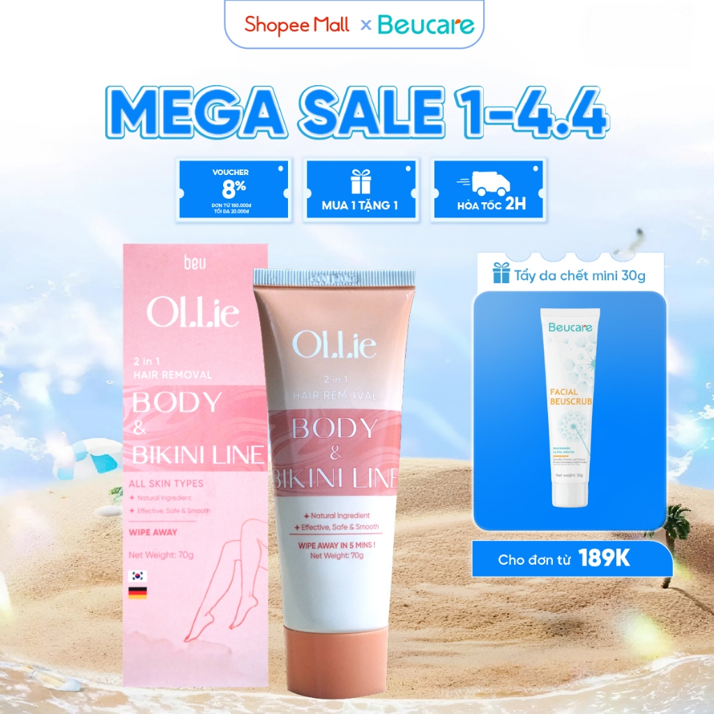 Kem tẩy lông Ollie tẩy vùng kín, nách, tay, chân , an toàn không đau rát, phù hợp mọi loại da