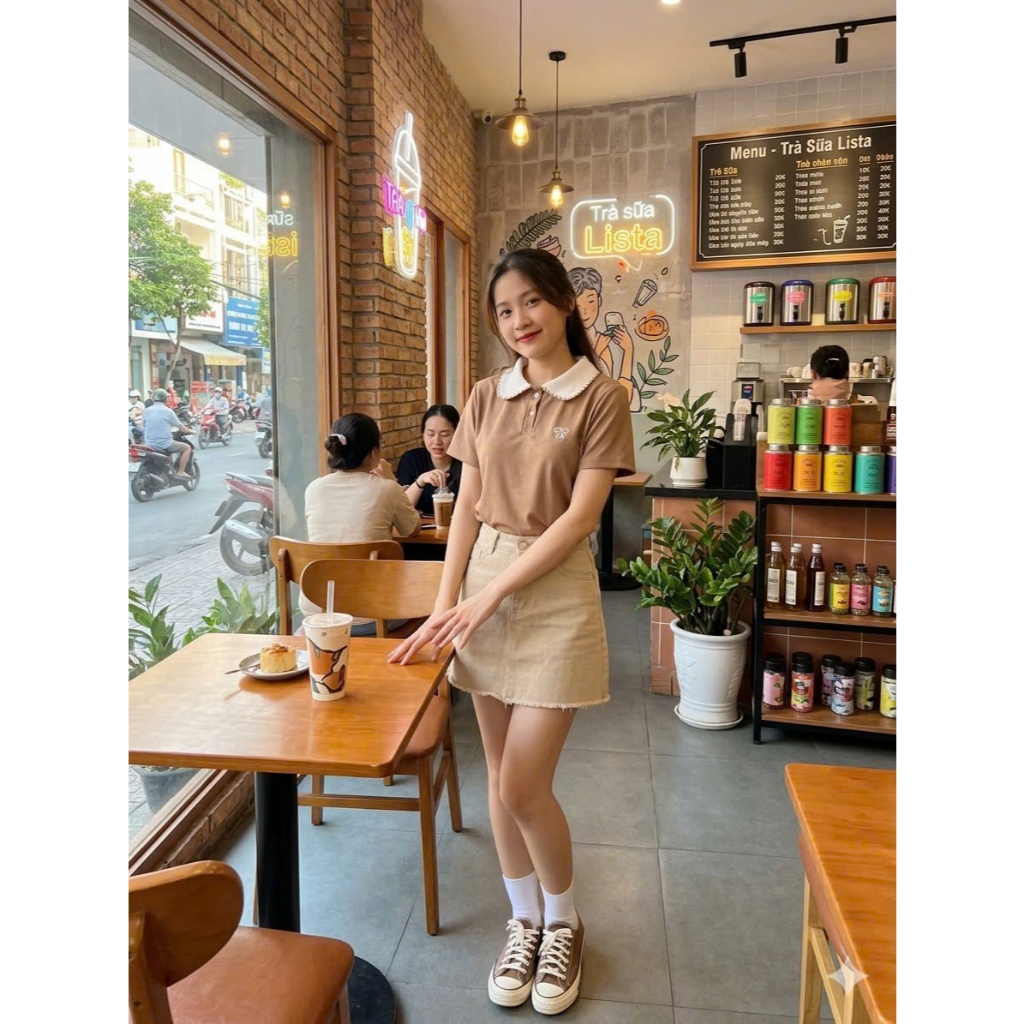 Lista Áo Polo Nữ Thêu Nơ cổ phối điệu đà - Cotton tổ ong sang trọng thanh lịch size tới 85 Kg (M18) | BigBuy360 - bigbuy360.vn