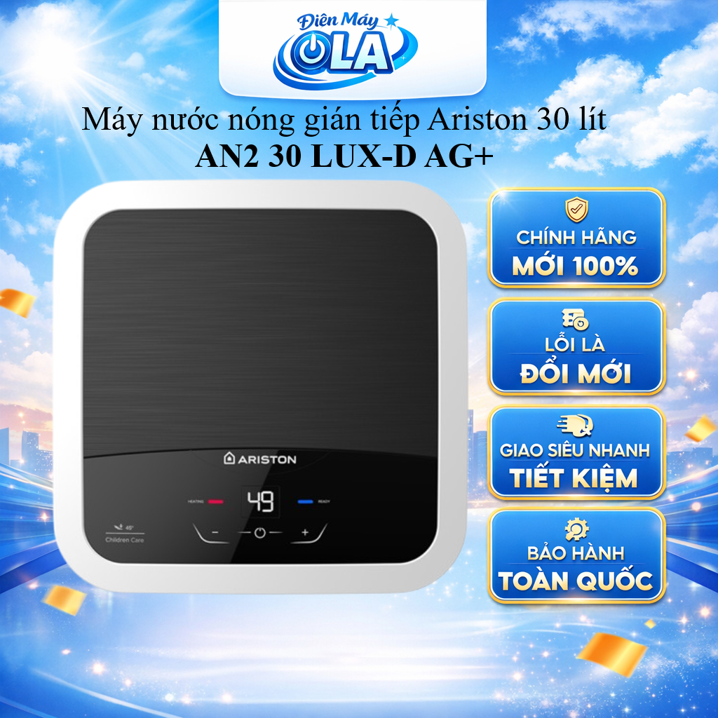AN2 30 LUX-D AG+ - Máy nước nóng gián tiếp Ariston 30 lít AN2 30 LUX-D AG+ - GIAO TOÀN QUỐC