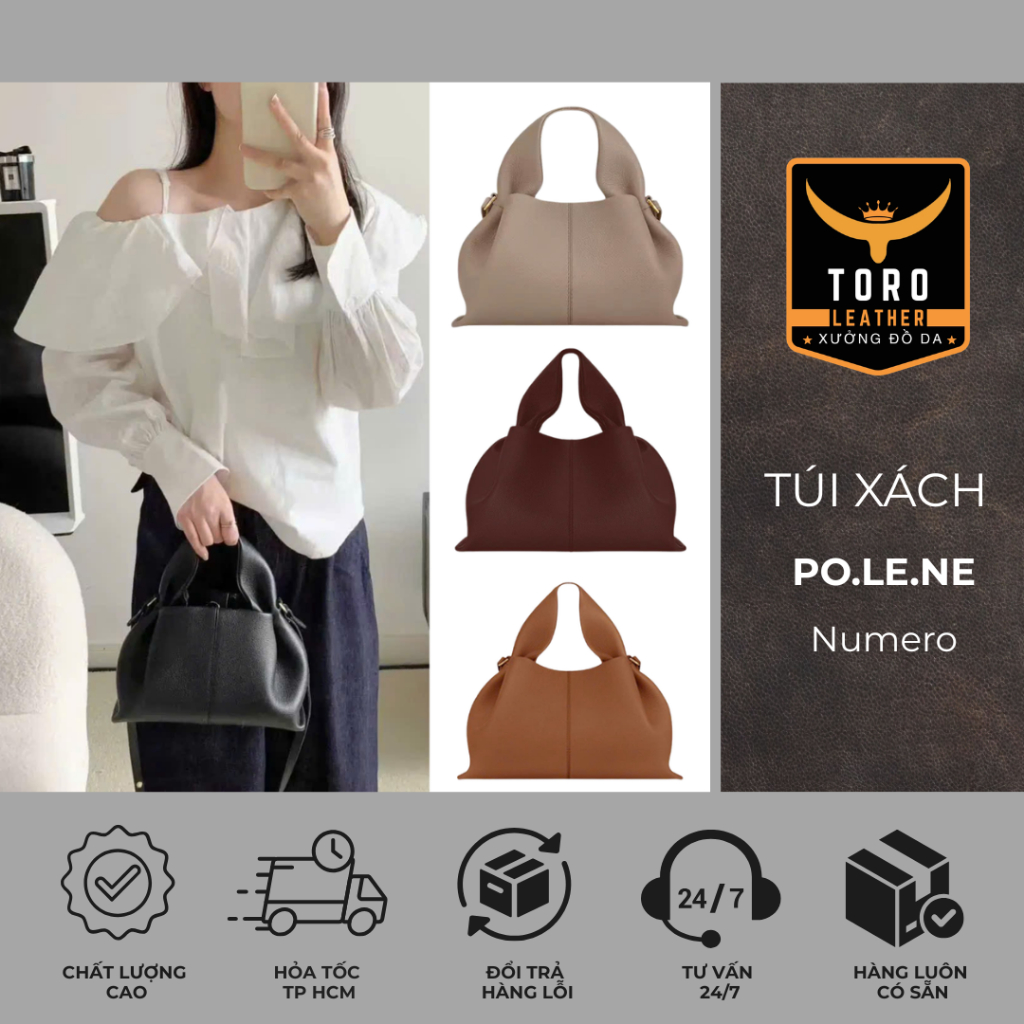 Túi PO.LÉNE NUMERO (Hàng có sẵn HCM) - Túi xách da microfiber