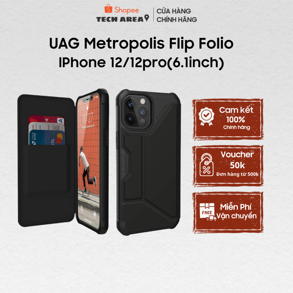 [UAG CHÍNH HÃNG] Ốp lưng UAG Metropolis nắp gập lPhone 12/12pro(6.1inch)