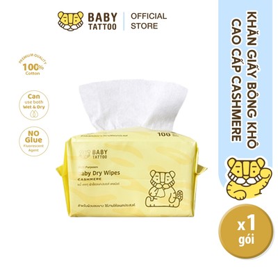BABY TATTOO Khăn Giấy Khô Premium Chất Vải CASHMERE Mềm Mịn, Làm Từ 100% Sợi Bông Tự Nhiên, Dùng Khô Và Ướt