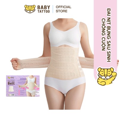 Đai Nịt Bụng Sau Sinh Chống Cuộn 4 Đai, Định Hình Cơ Thể BABY TATTOO, Thông Thoáng, Co Giãn, An Toàn Cho Mẹ Sau Sinh