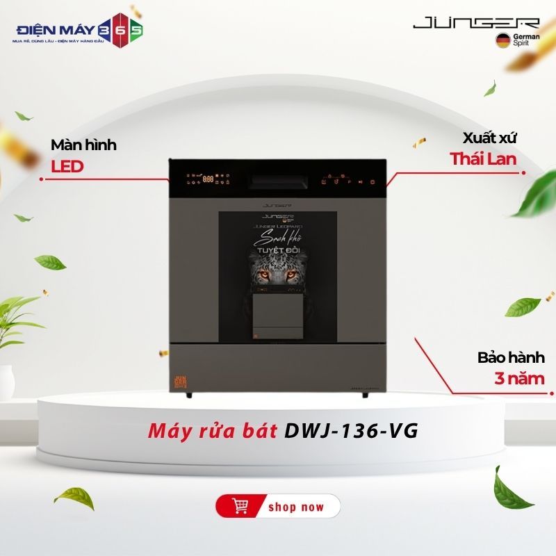 Máy rửa bát Junger JG Leopard DWJ-136-VG - Sấy Khô, Tiết Kiệm Điện Nước
