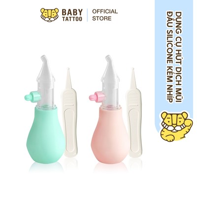 BABY TATTOO Dụng Cụ Hút Dịch Mũi Đầu Silicone Kèm Nhíp An Toàn Cho Bé