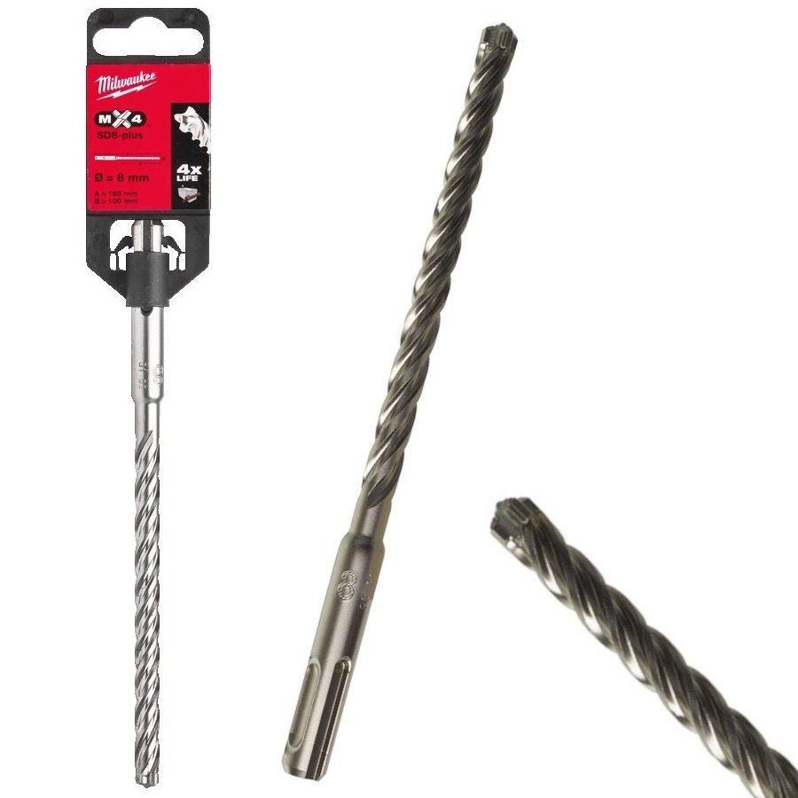 [Chính Hãng] Mũi Khoan Bê Tông 4 Cạnh Milwaukee MX4 (6-8-10mm) - Chân Gài SDS-Plus Chuyên Trị Bê Tôn