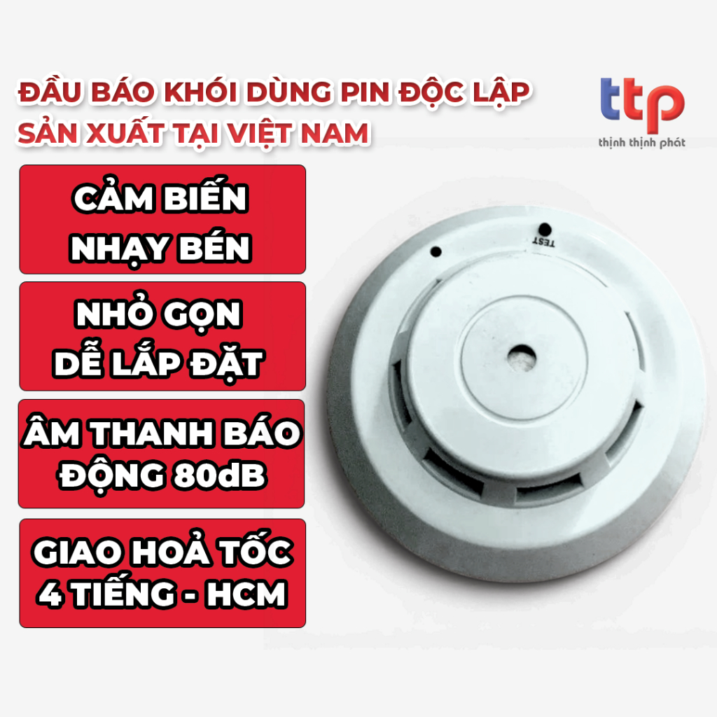 Đầu Báo Khói Dùng Pin Báo Động Độc Lập Khi Có Sự Cố Sản Xuất Tại Việt Nam