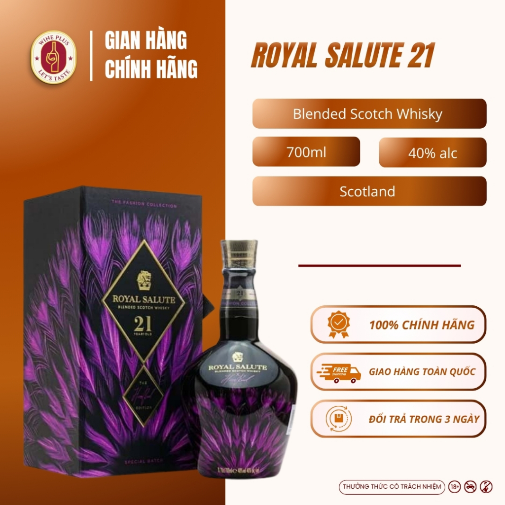 [Chính Hãng] Rượu Chivas Royal Salute 21 Năm Harris Reeded BSW Fuchsia 700ml | Wine Plus Việt Nam