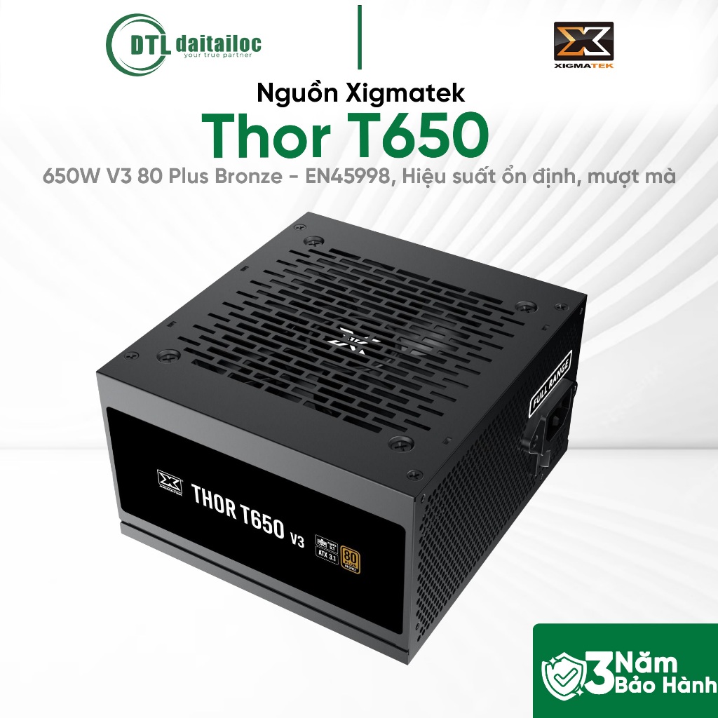 Nguồn Xigmatek Thor T650 650W V3 80 Plus Bronze EN45998 Hiệu suất ổn định | Chính Hãng | Bảo Hành 36