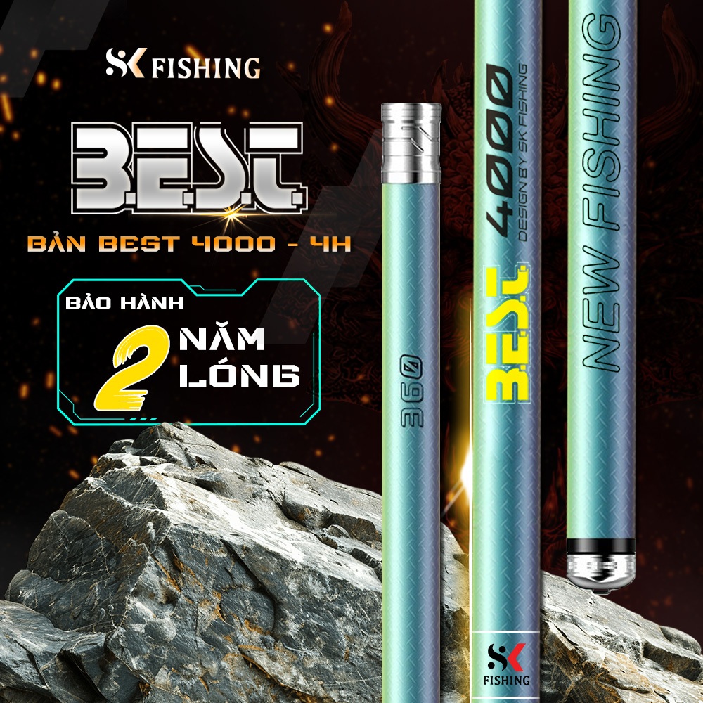 Cần câu đài BEST 4000 4H Thế hệ 2 SK FISHING Carbon 30T+40T nước sơn 3D