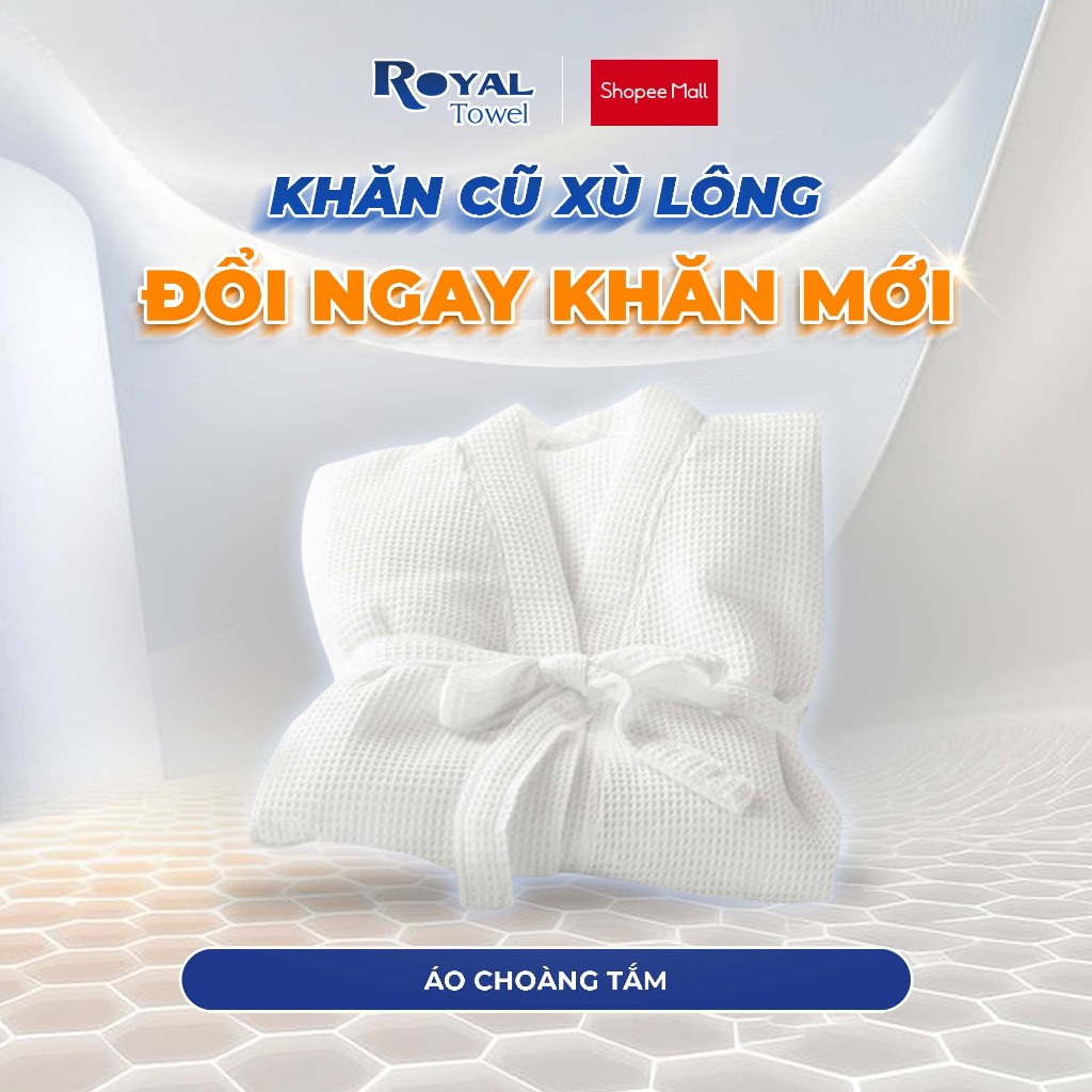 Áo Choàng Tắm Royal Towel Sợi Cotton Mềm Mịn, Thấm Hút Tốt, Không Xù Lông, Cho Nam Nữ