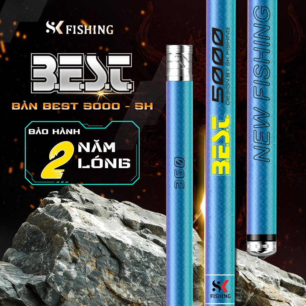 Cần câu đài BEST 5000 5H Thế hệ 2 SK FISHING Carbon 30T+40T nước sơn 3D