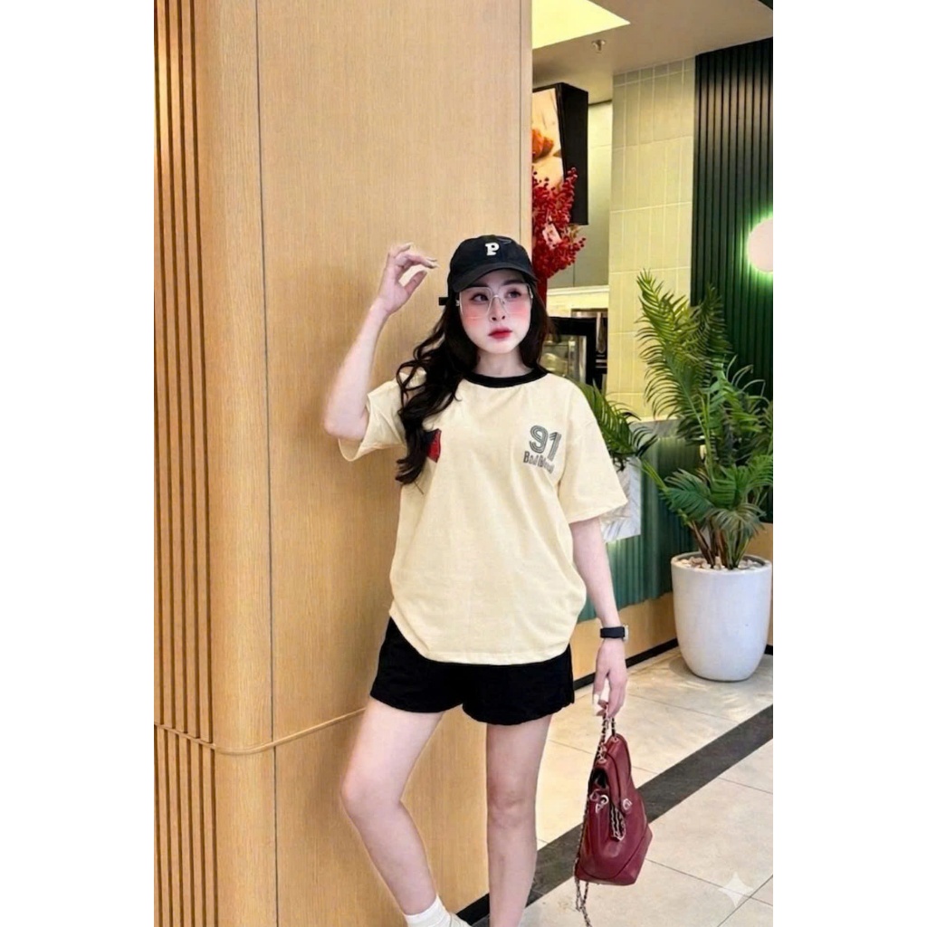 Set Bộ Nữ Phối Cổ In Ngực Form Rộng Chất Vải Cotton 4 Chiều Mềm Mịn, Thoáng Mát B91 | BigBuy360 - bigbuy360.vn