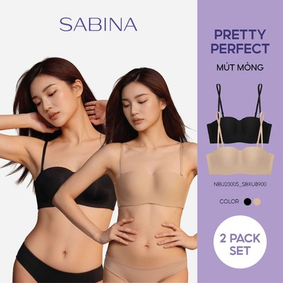 Combo 2 Áo Lót Không Gọng Mút Mỏng Cup Ngang Dây Lưng Không Viền May Màu Trơn Pretty Perfect Sabina NBU23005 (SBXU8900)