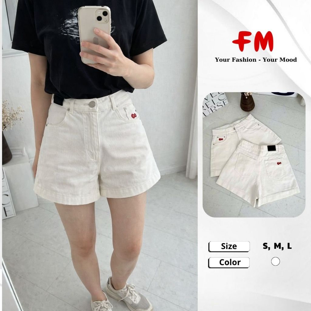 Quần Short Jeans Nữ FMSTYLE -Quần Đùi 2Túi Thêu Nơ Tạo Điểm Nhấn,Chuẩn Form, Mang Thoải Mái 26030126