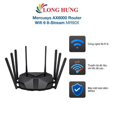 Thiết bị định tuyến mạng không dây Mercusys AX6000 Router Wifi 6 8-Stream MR90X - Hàng chính hãng