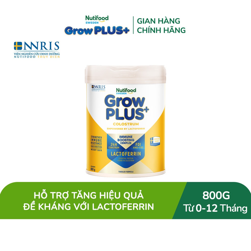 Sữa bột Nutifood Sweden GrowPLUS+ Colostrum Lactoferrin 0+ 800g
