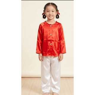 Bộ Bà Ba Cho Bé Màu Đỏ Trắng, Chất Phi Bóng Mềm Mịn, Thoáng Mát, Dễ Thương - Phương Đào Kids