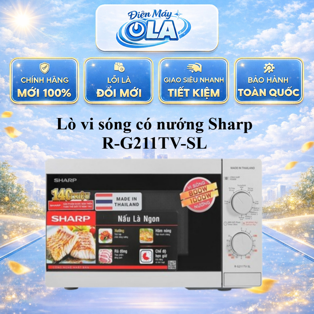 R-G211TV-SL/ R-G211TV-BK - Lò vi sóng có nướng Sharp R-G211TV-SL/BK - GIAO TOÀN QUỐC