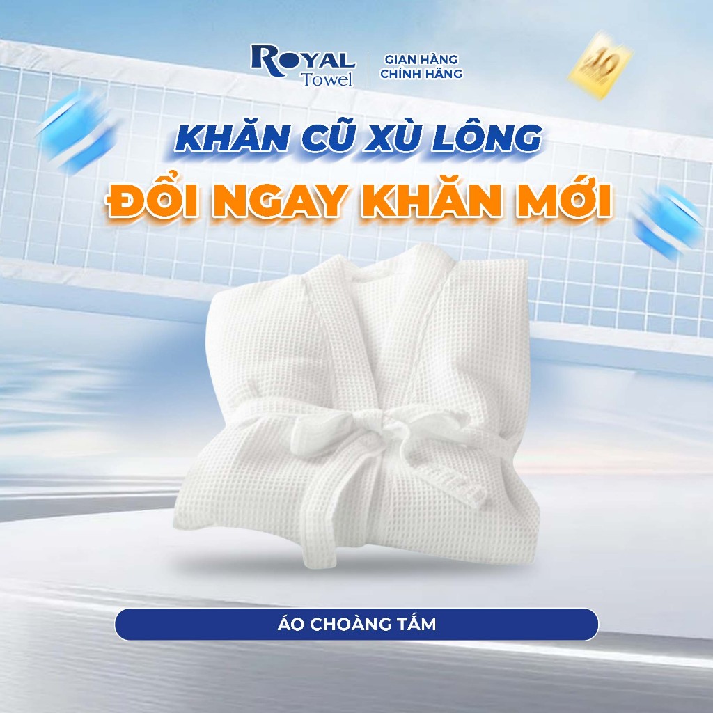 Áo Choàng Tắm Royal Towel Sợi Cotton Mềm Mịn, Thấm Hút Tốt, Không Xù Lông, Cho Nam Nữ