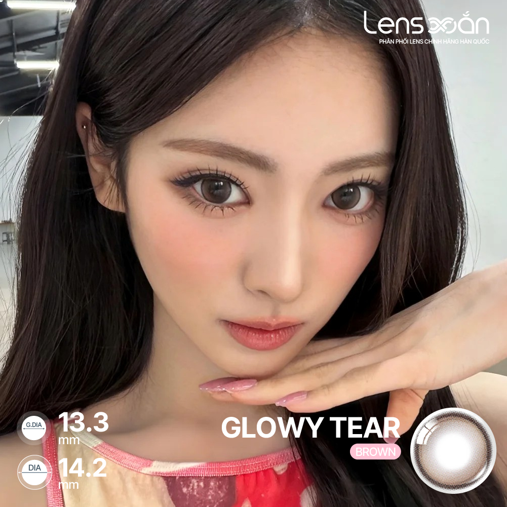 LENS 1 NGÀY giãn tròng LENS XOẮN kính áp tròng cận nâu tự nhiên trong veo có viền tròn mắt OLENS GLOWY TEAR | BigBuy360 - bigbuy360.vn