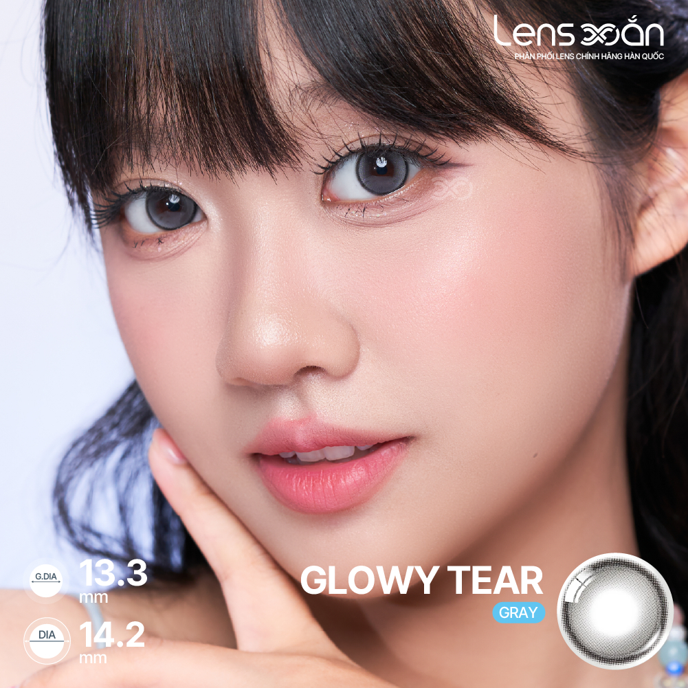 LENS 1 NGÀY giãn tròng LENS XOẮN kính áp tròng cận nâu tự nhiên trong veo có viền tròn mắt OLENS GLOWY TEAR | BigBuy360 - bigbuy360.vn