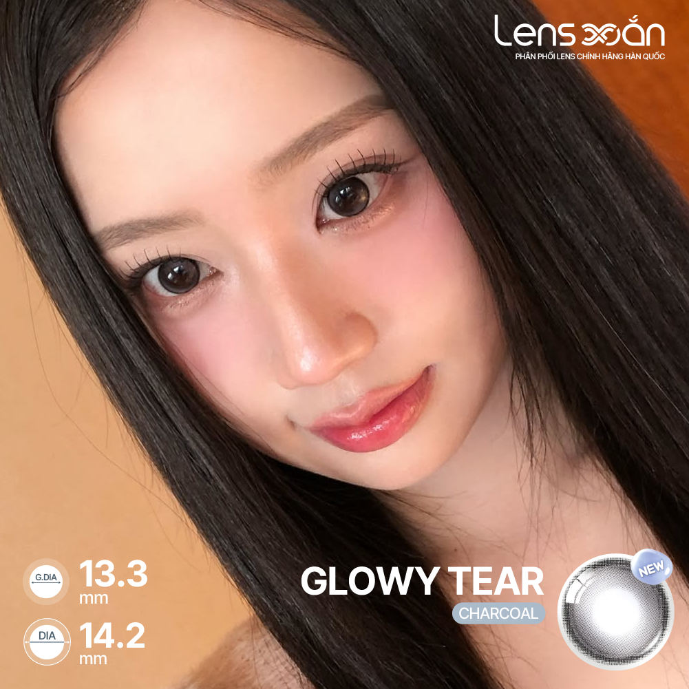 LENS 1 NGÀY giãn tròng LENS XOẮN kính áp tròng cận nâu tự nhiên trong veo có viền tròn mắt OLENS GLOWY TEAR | BigBuy360 - bigbuy360.vn