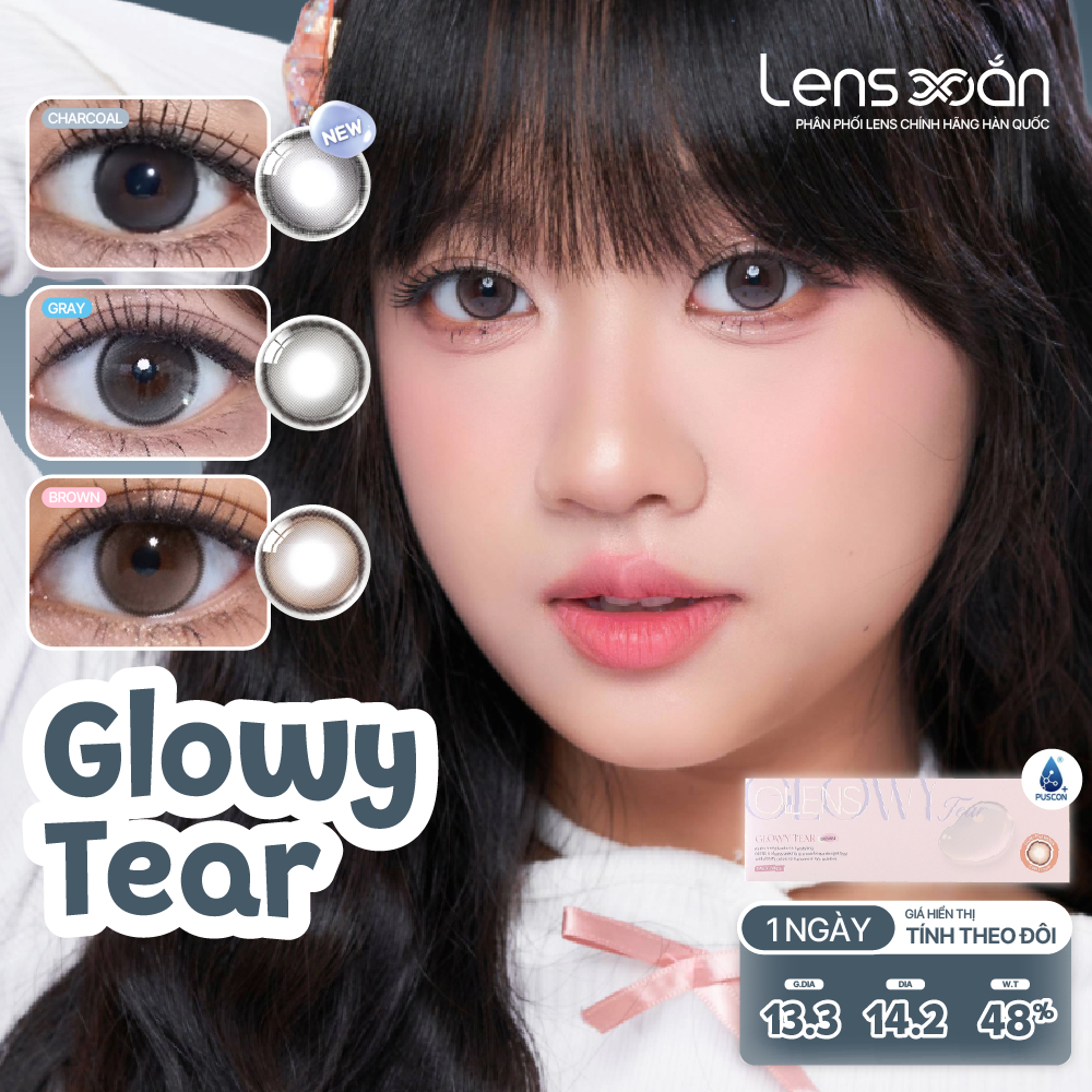 LENS 1 NGÀY giãn tròng LENS XOẮN kính áp tròng cận nâu tự nhiên trong veo có viền tròn mắt OLENS GLOWY TEAR | BigBuy360 - bigbuy360.vn