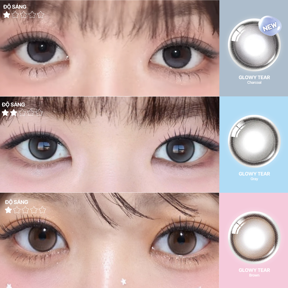 LENS 1 NGÀY giãn tròng LENS XOẮN kính áp tròng cận nâu tự nhiên trong veo có viền tròn mắt OLENS GLOWY TEAR | BigBuy360 - bigbuy360.vn