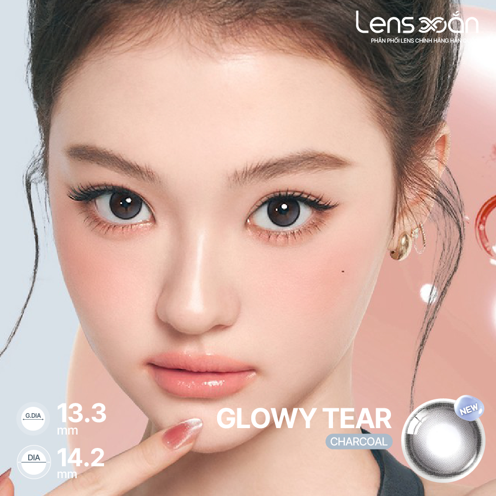 LENS 1 NGÀY giãn tròng LENS XOẮN kính áp tròng cận nâu tự nhiên trong veo có viền tròn mắt OLENS GLOWY TEAR | BigBuy360 - bigbuy360.vn