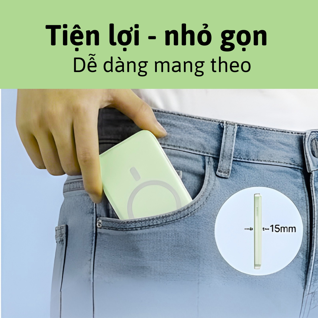 Sạc dự phòng không dây 10.000mAh, sạc nhanh từ tính - Có kèm 2 dây sạc - Hít nam châm mạnh mẽ | BigBuy360 - bigbuy360.vn