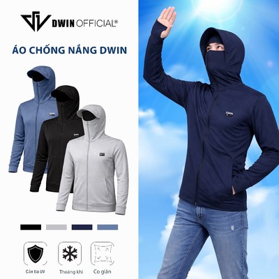 Áo chống nắng nam DWIN chất vải coolmax 2 lớp chống tia UV UPF50+ khoác thoáng mát thấm hút mồ hôi