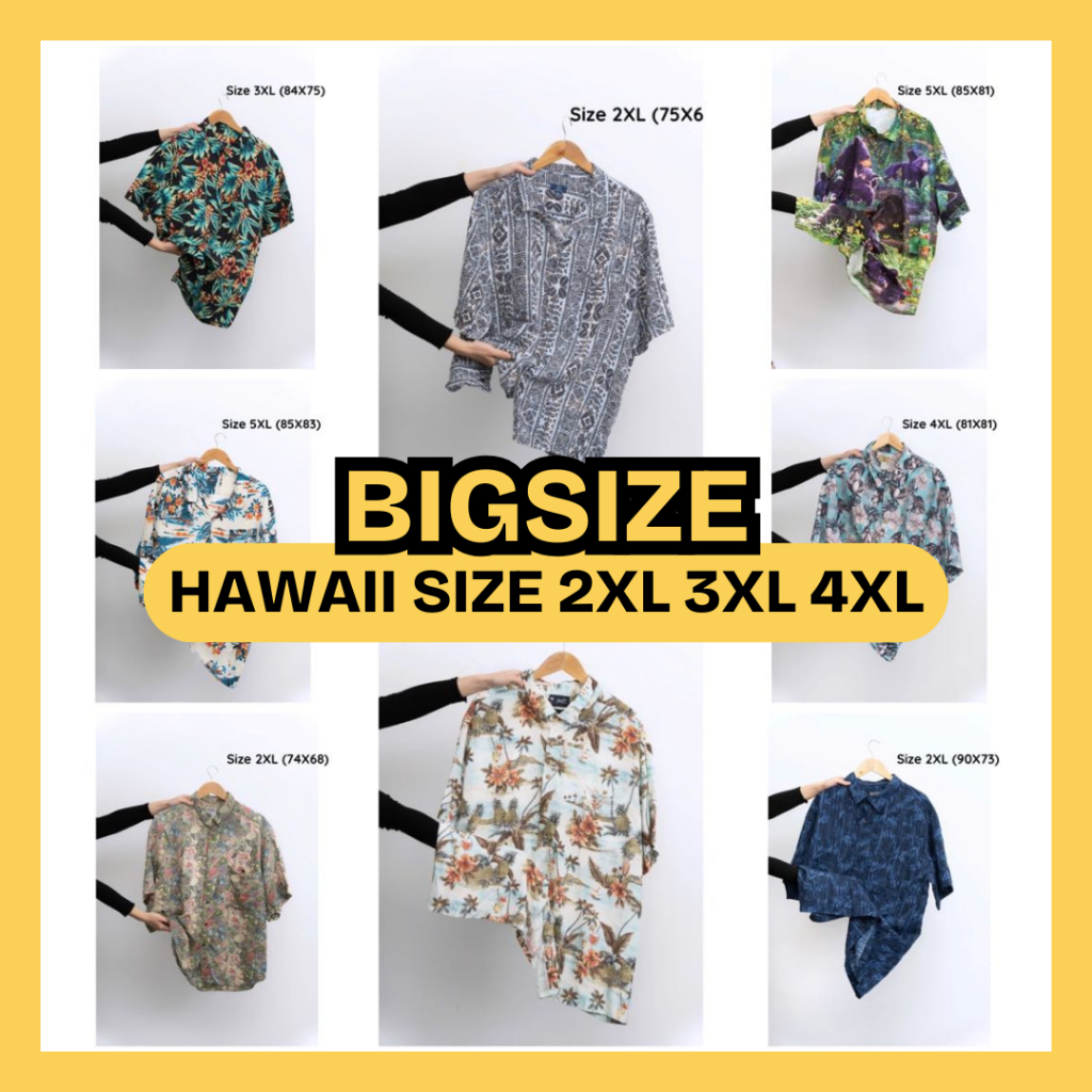 [Bigsize] Áo Sơ Mi Hawaii 2hand Mỹ Unisex Oversize 2XL 3XL 4XL cộc tay Vintage vải thoáng mát - Hipp