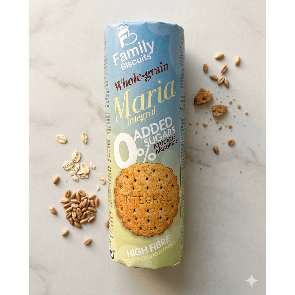 (Date T7.2026)Bánh quy Ngũ cốc Nguyên cám Maria INTEGRAL không thêm đường hiệu FAMILY BISCUITS 200gr